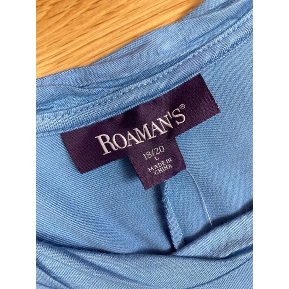 *New Roamans Peplum Short Sleeve Top Womens Plus 18/20 Blue 3/4 Bell Sleeves NWT - Picture 3 of 6